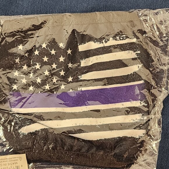 Purple White and Black Police Blue Line American Flag Light Reusable Face Mask - Picture 9 of 16
